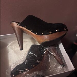 Black and Brown Studded Women's Heels